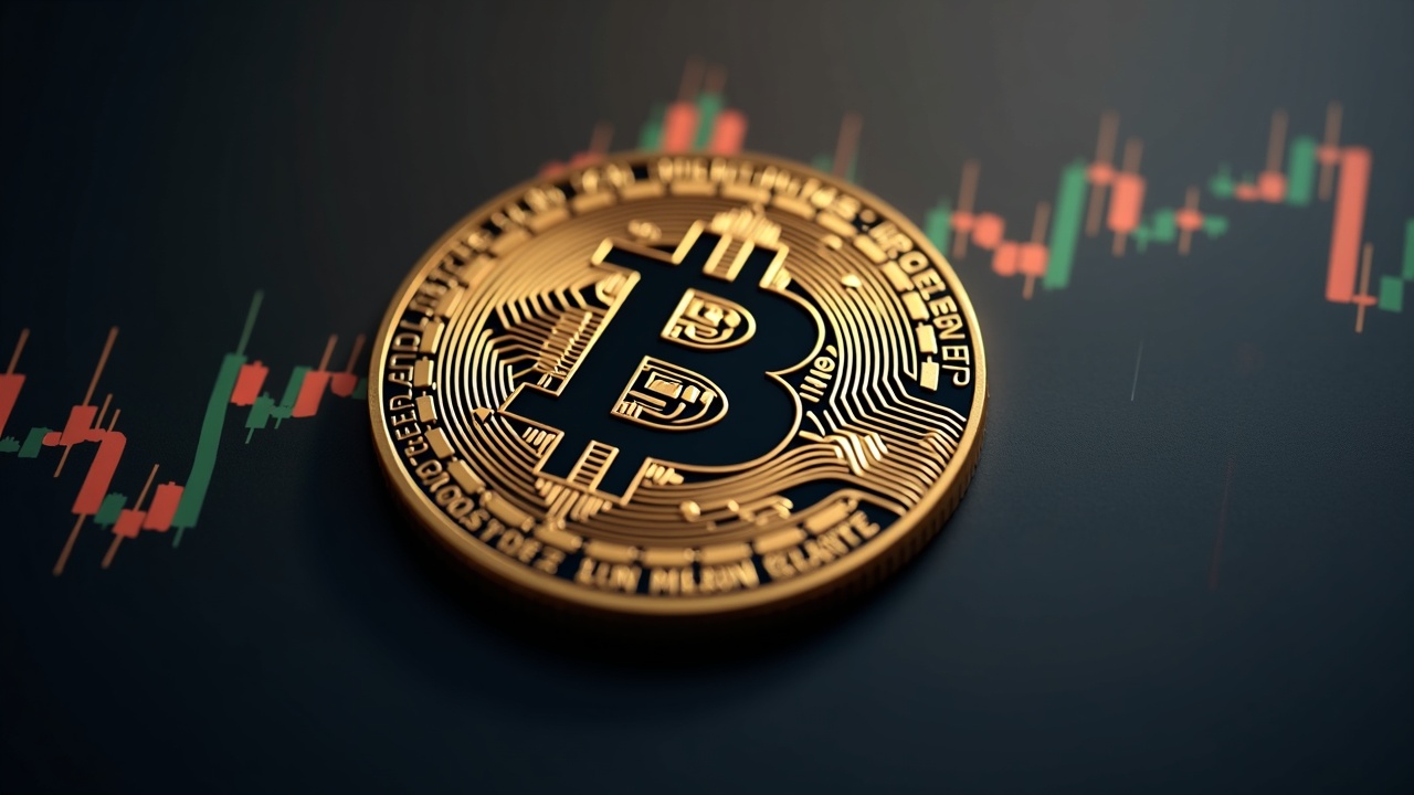 Photorealistic close-up of a Bitcoin emblem overlaid with a rising yield curve, signaling crypto stress from bond repricing