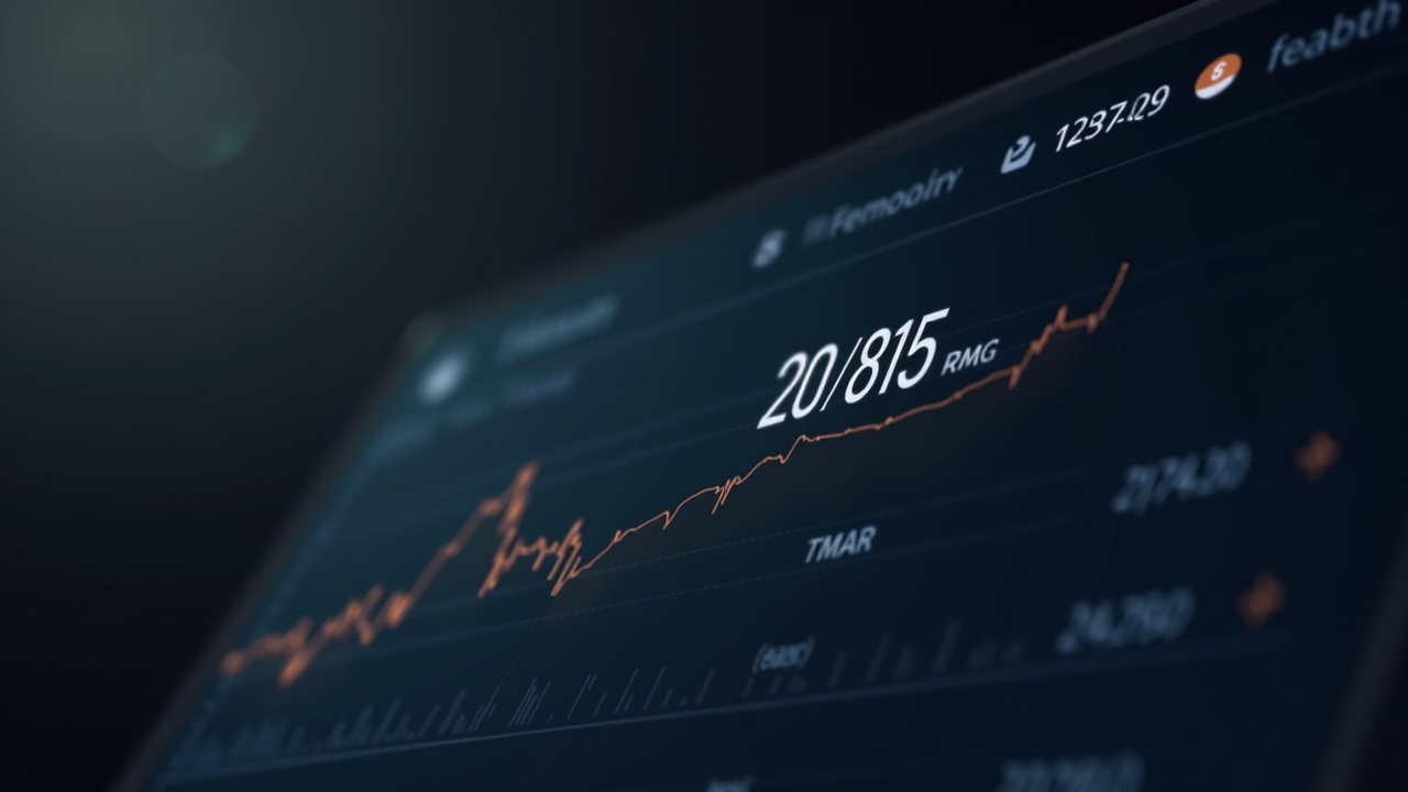 Close-up of a sleek digital screen showing Bitcoin reserve balance and a rising trend, signaling corporate treasury use.
