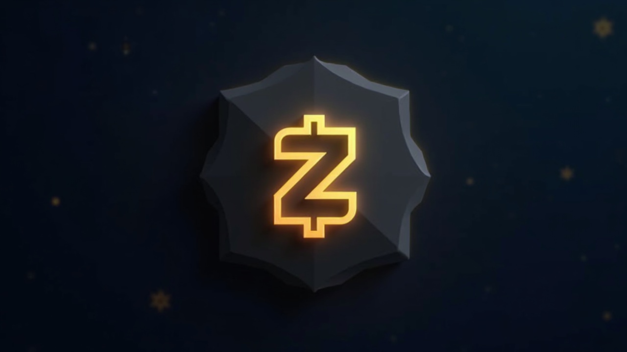 Shielded Zcash icon with a median-based dynamic fee meter and on-chain charts, soft lighting.