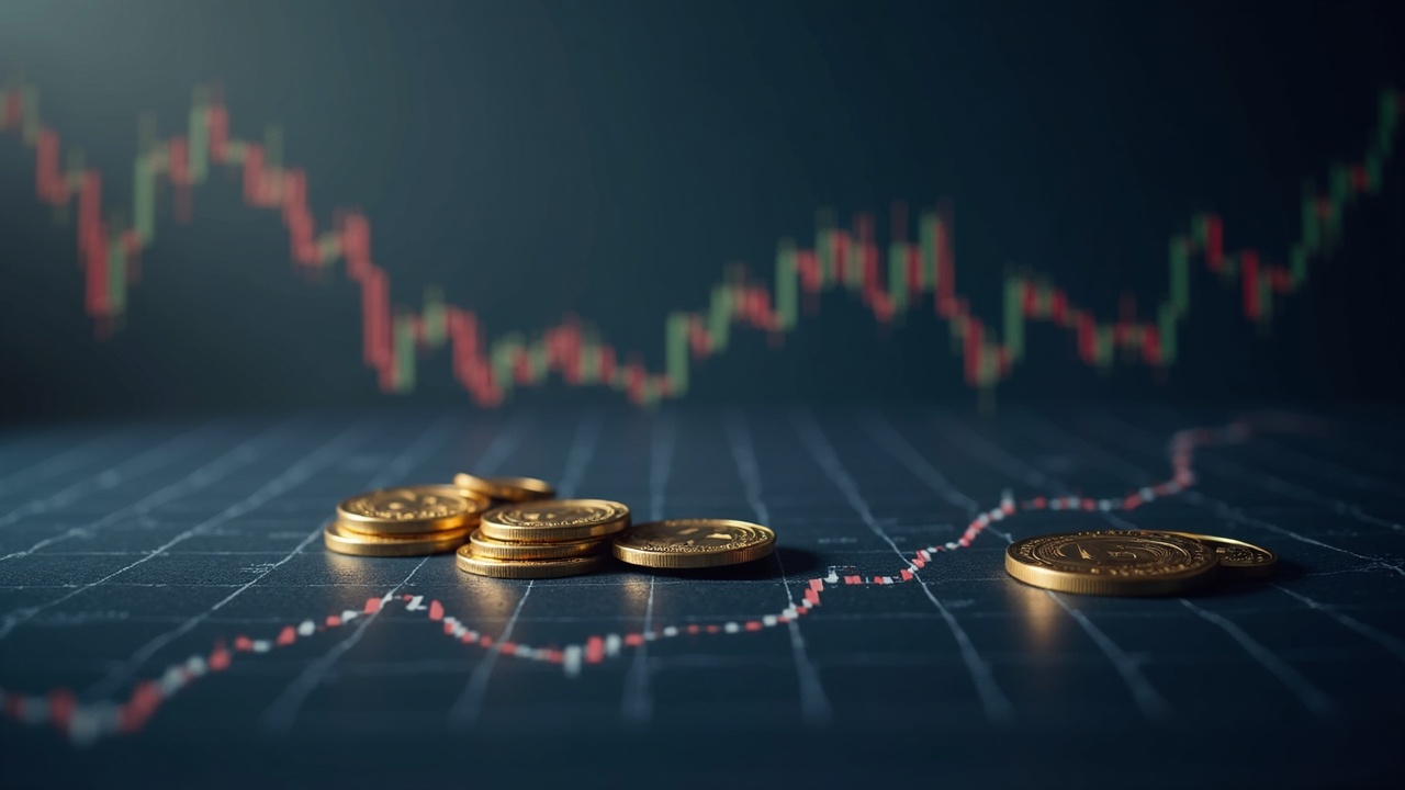 Photorealistic newsroom header showing rising on-chain activity and stablecoin liquidity alongside a fading price chart