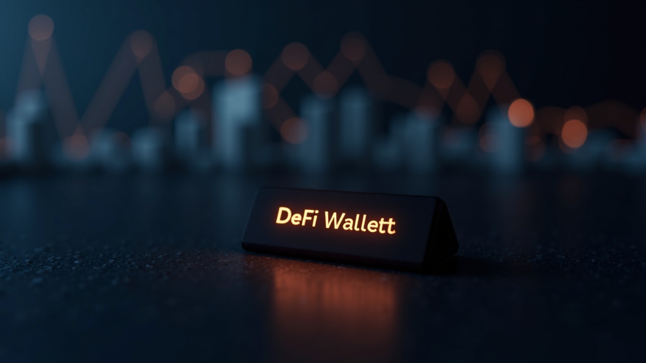 Glowing dormant DeFi wallet on a dark desk with blurred crypto node network in the background.