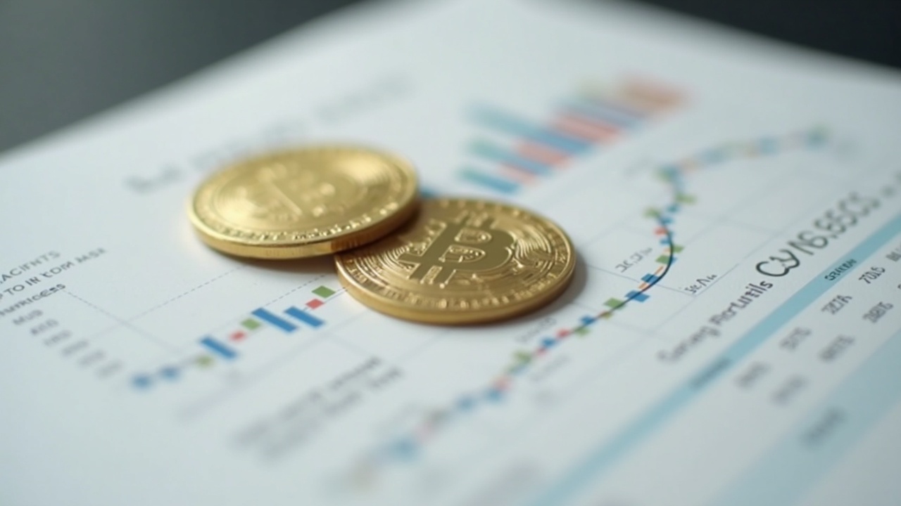 Close-up of a Bitcoin coin on a minimalist financial statement, highlighting treasury crypto strategy.