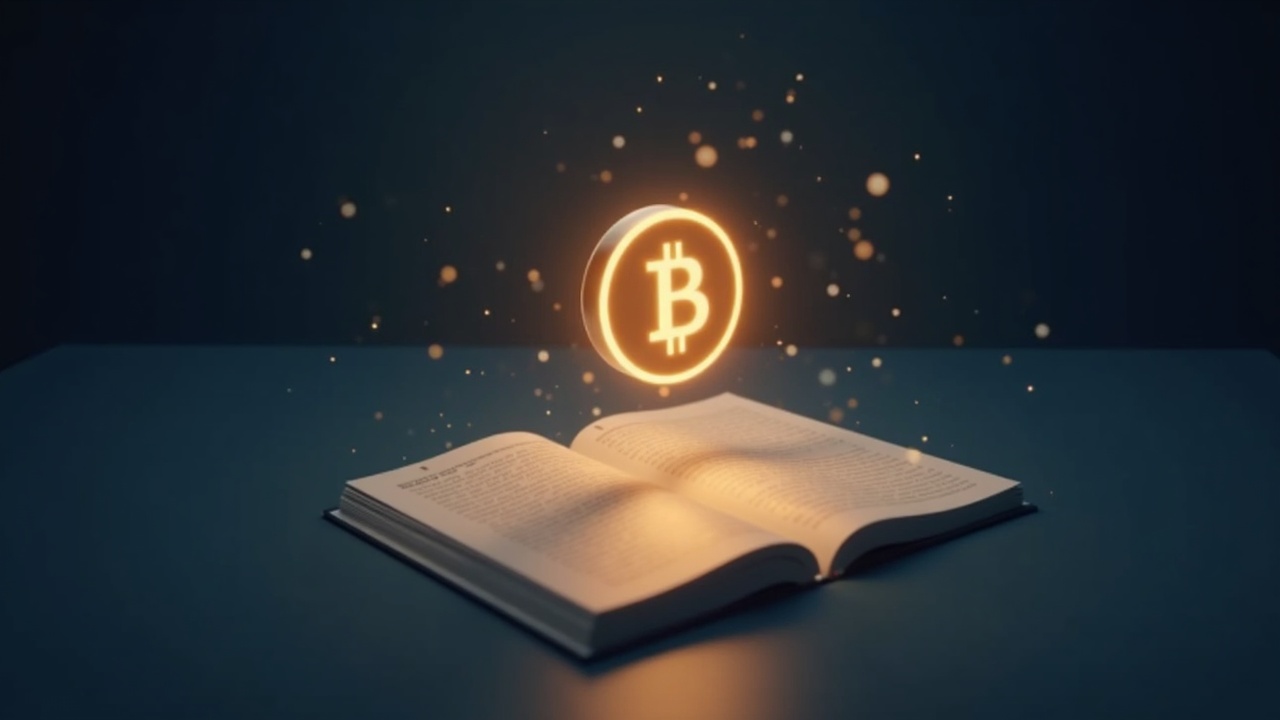 Tokenized collateral token hovering over a traditional ledger with blockchain glow and regulatory symbol.