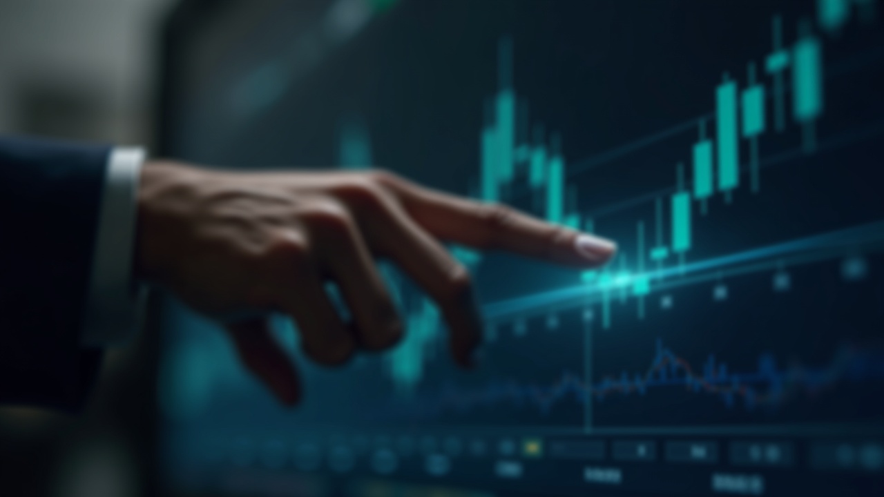 Institutional investor's hand places Coinbase and Robinhood shares on a sleek digital trading board as markets dip.