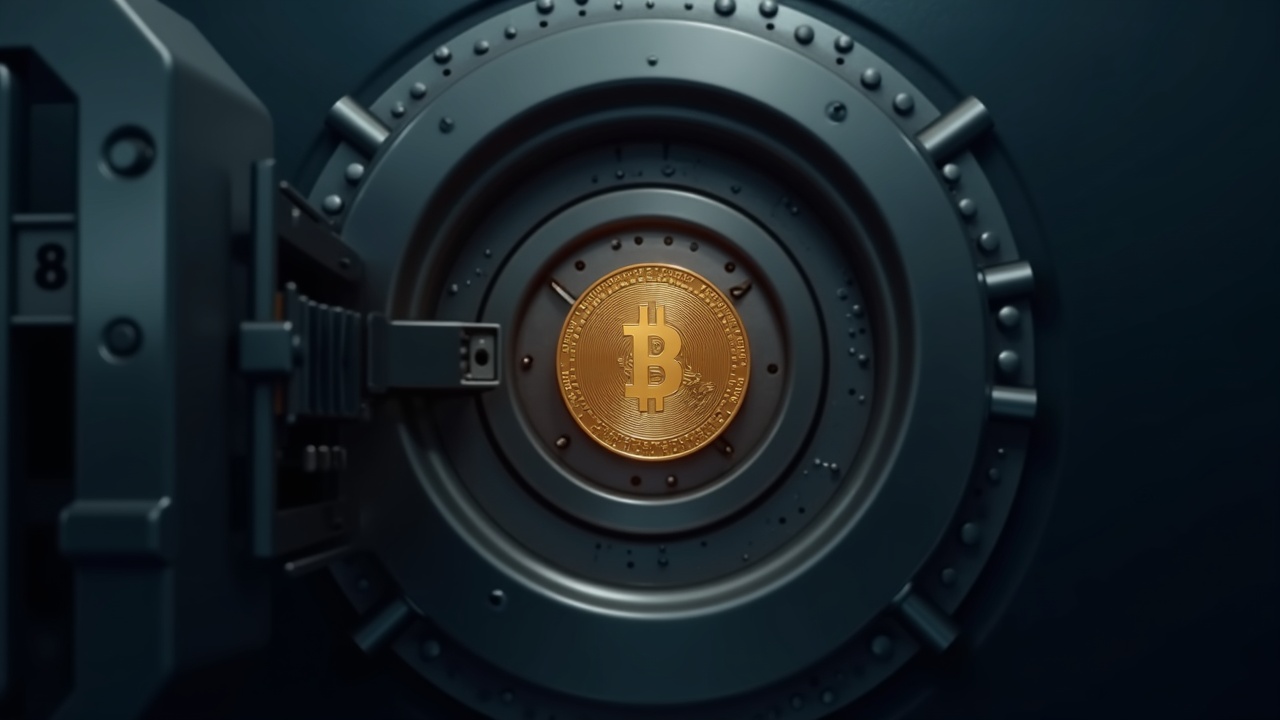 Digital stablecoin symbol flowing into a secure U.S. bank vault, illustrating custody-based liquidity.