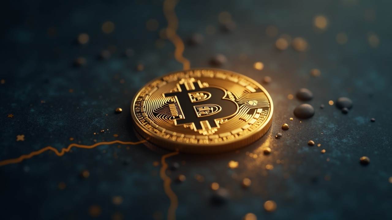 A single luminous USDC coin anchors Hyperliquid's on-chain treasury with Coinbase as custodian, shallow depth of field.