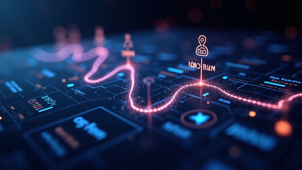 Glowing holographic roadmap shows Arbitrum product priorities with London Founder House sponsor logos in a sleek crypto editorial style