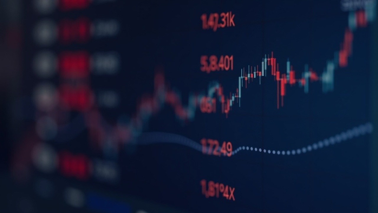 Close-up of a crypto exchange monitor showing ACT, BLUR, PIVX, and QKC with a Monitoring Tag