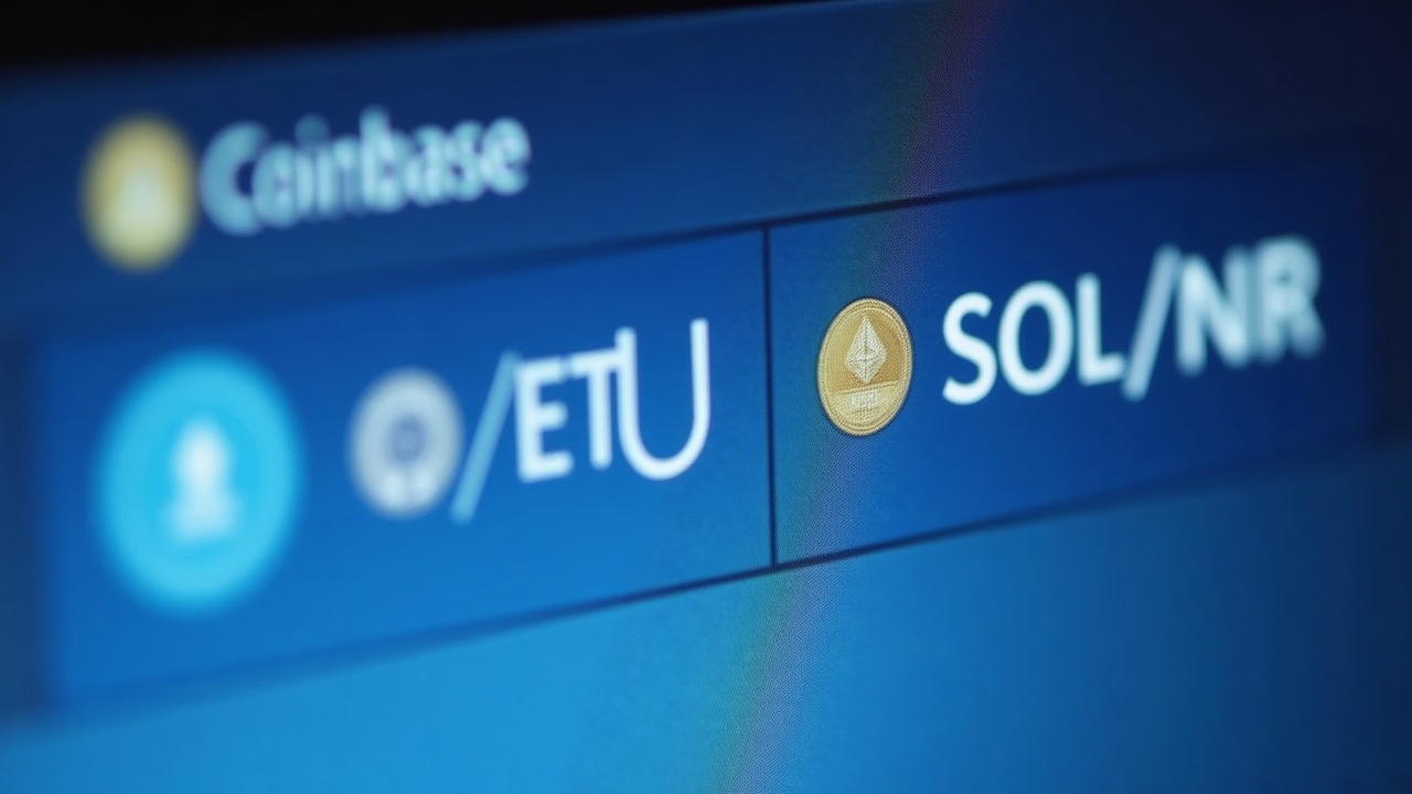 Photorealistic close-up of Coinbase trading screen showing ETH/INR and SOL/INR with INR badge
