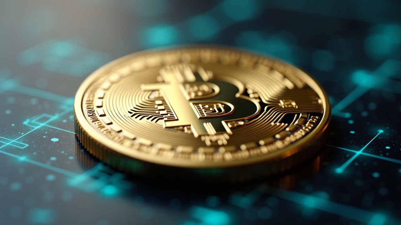 close-up of a digital stablecoin with a biometric lock under soft lighting, illustrating genius act kyc and crypto oversight