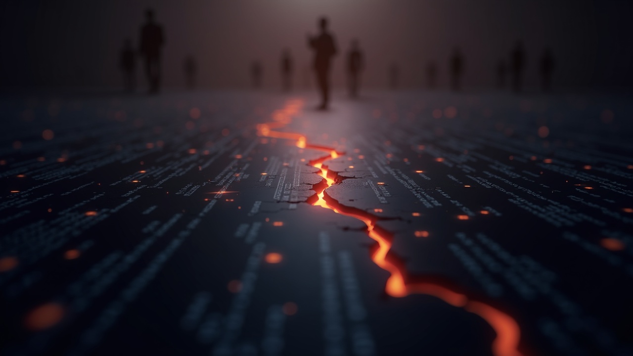 Photorealistic close-up of a glowing blockchain ledger with a repaired crack and validator silhouettes, symbolizing Sui mainnet restoration.