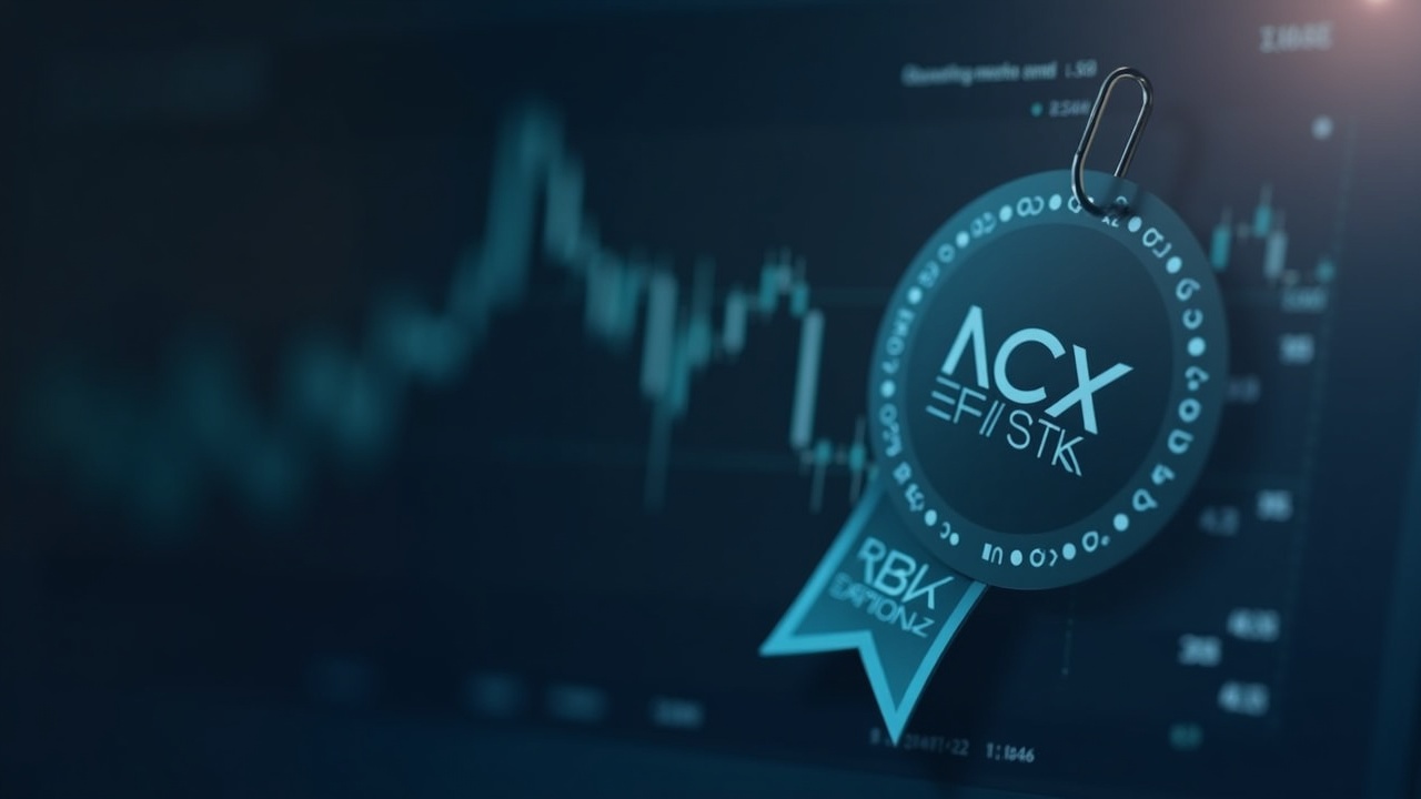 Photorealistic crypto trading dashboard highlighting ACX, LSK and STX with a Monitoring Tag badge.