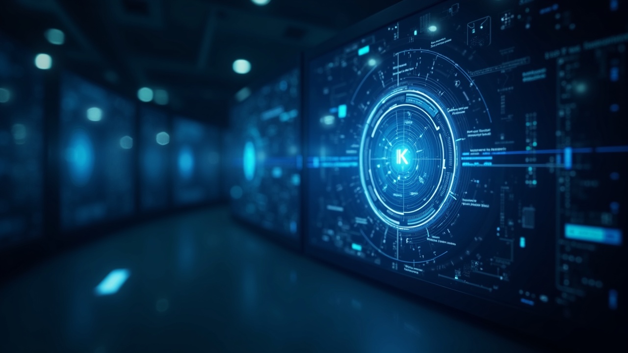 Editorial shot of a futuristic data center with a visible on-chain layer and glowing zk-ML proof glyphs