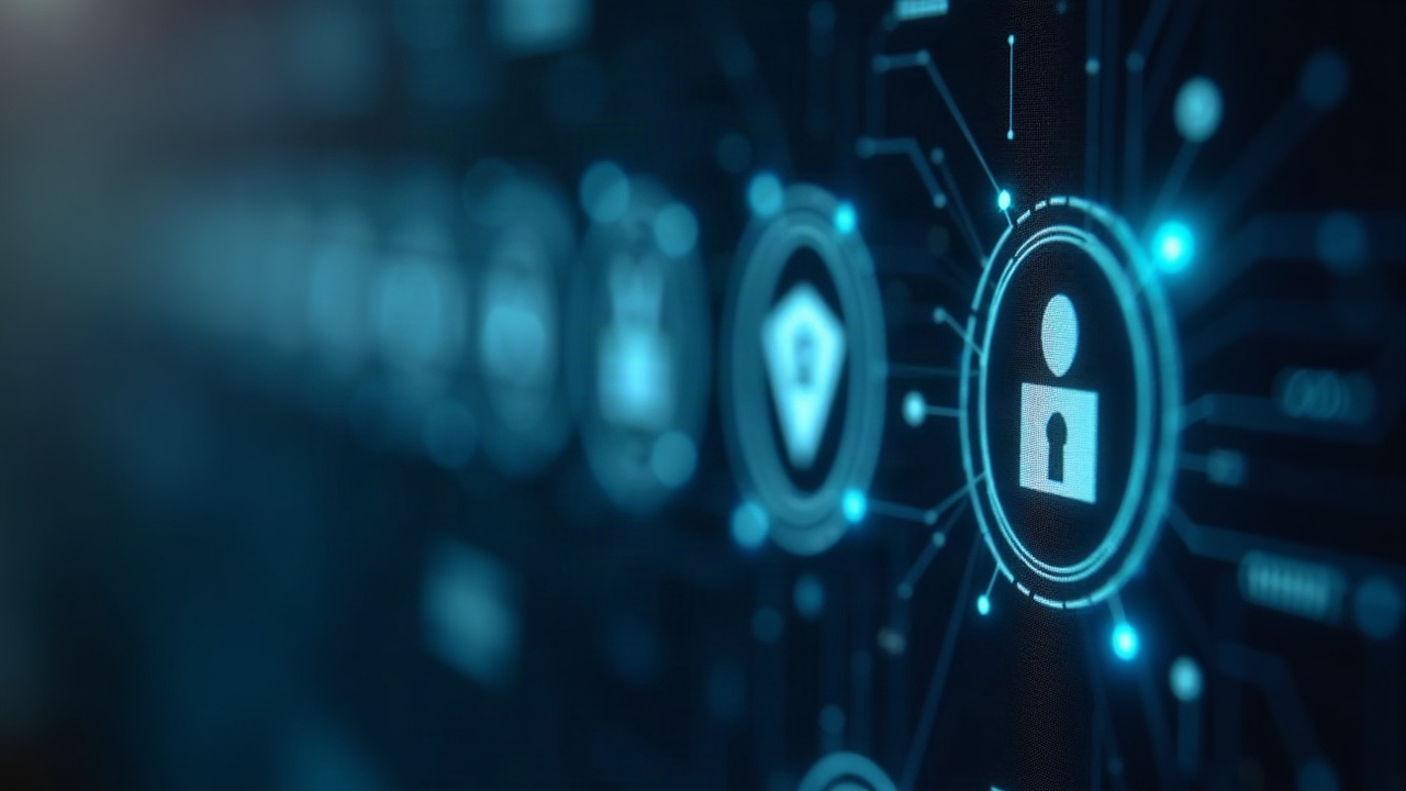 AI agent icons in a secure AACP hub, illustrating discovery, bidding, authorization, and settlement on a distributed ledger.