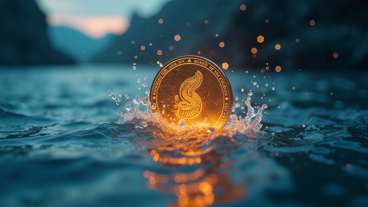 Photorealistic close-up of an Argonauts NFT avatar emerging from a glowing blockchain sea, symbolizing rapid minting.
