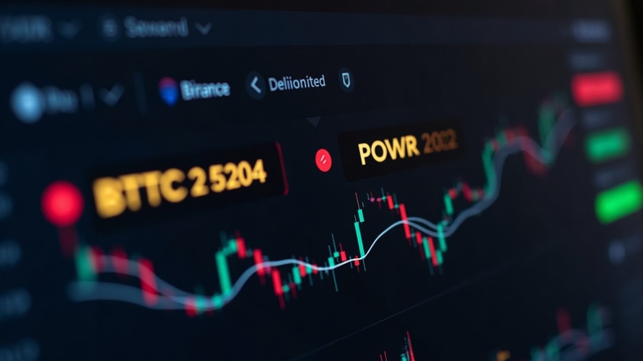 Photorealistic crypto trading screen showing BTTC and POWR delisted with a bold red warning