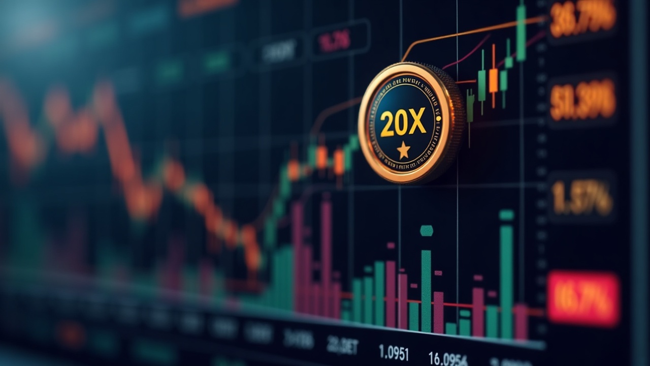 Photorealistic Bybit trading dashboard showing DOSUSDT perpetual at 20x leverage with Innovation Zone badge.