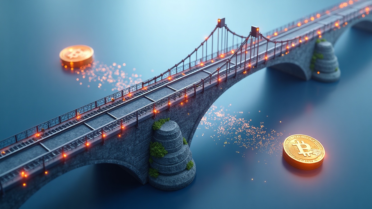 Cross-chain bridge graphic showing ADA and INJ tokens transferring on a Cardano-Injective IBC testnet rail, minimal background.