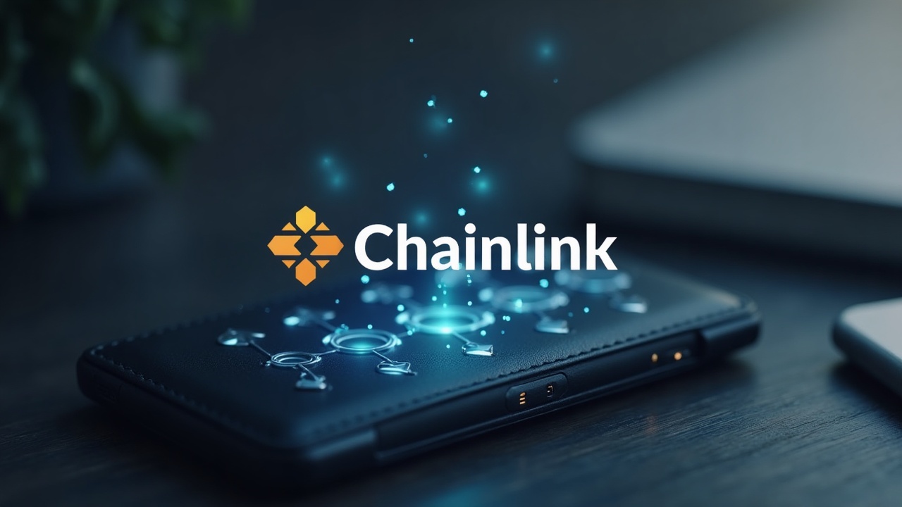 Chainlink logo above a hardware wallet with arrows from an exchange signaling outflows to self-custody.