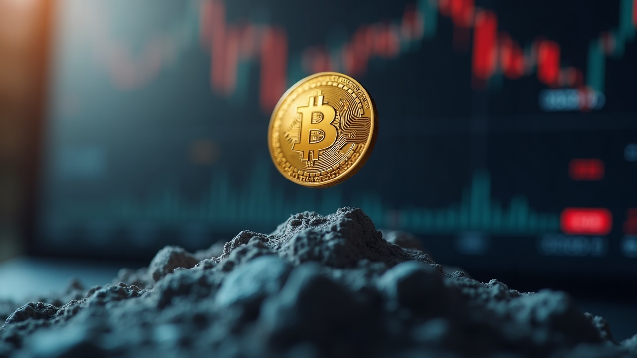 Photorealistic shot of the DOS token rising over a Binance Alpha trading screen with soft lighting.