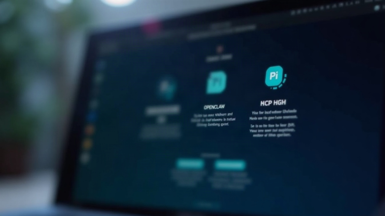 Pi Desktop hub with AI containers and icons for OpenClaw and MCP Server, in professional editorial lighting.