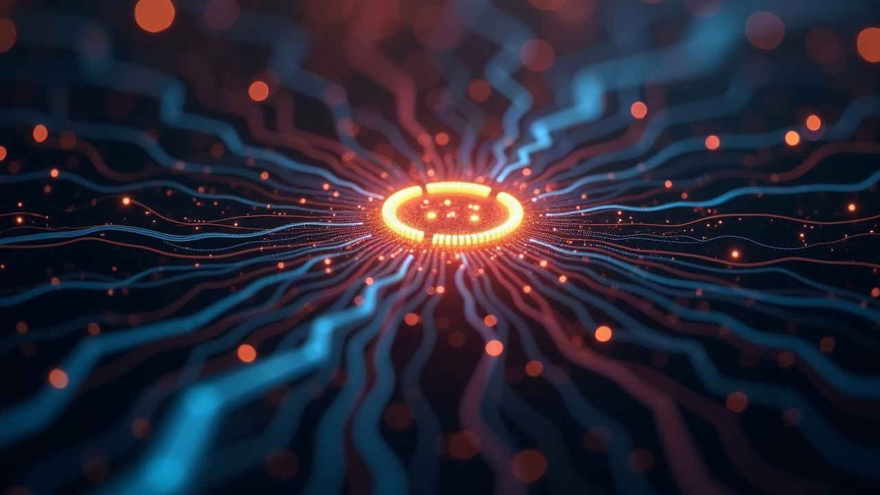Photorealistic Uniswap logo centered with glowing multichain liquidity lines extending to major networks.