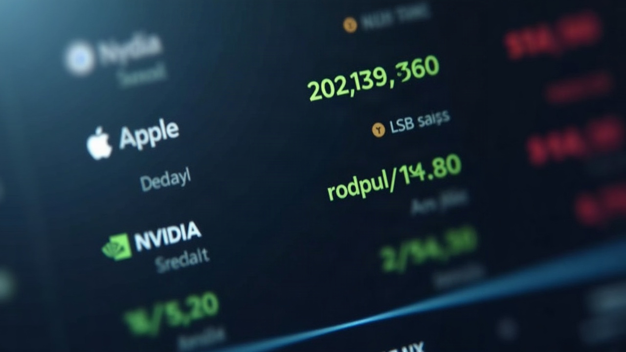 Photo-realistic dashboard showing tokenized Nvidia, Apple, and Alphabet stock ticks on Uniswap AMM, Robinhood Chain.
