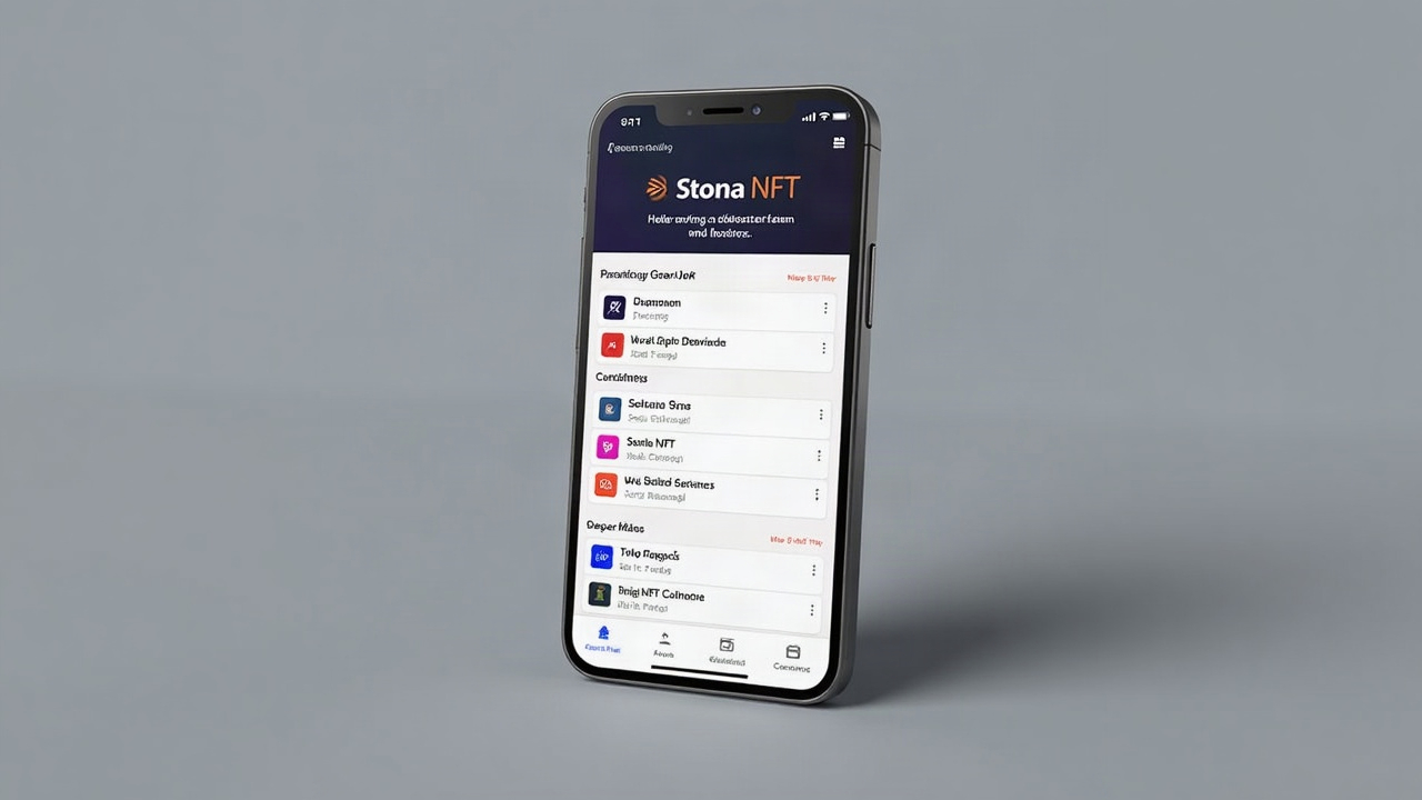 Smartphone screen displaying Solana NFT listings in OpenSea with holder-gated access
