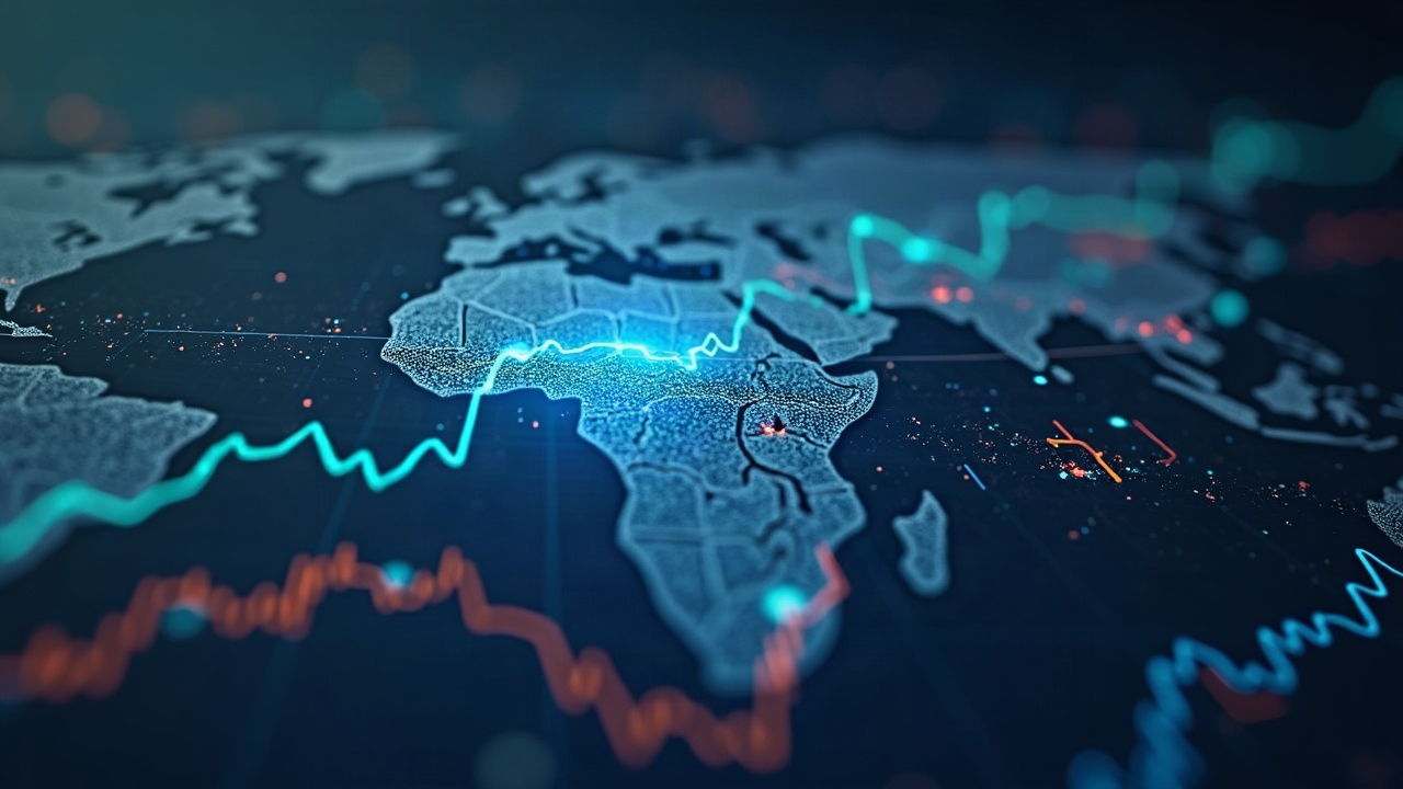 Editorial image showing blockchain ledger merging with stock certificates, illustrating on-chain ownership with glow