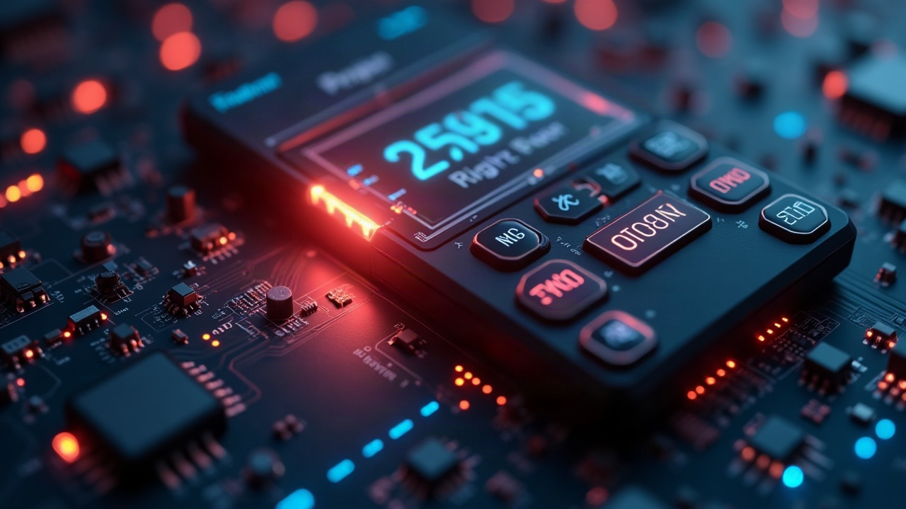 Photorealistic scene of a non-custodial prepaid meter powering AI agents, batching micro-payments into on-chain settlement.