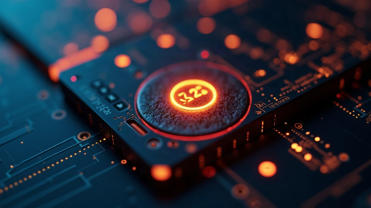 Photorealistic close-up of a Solana validator rig with an 85% consensus badge and glowing data streams.