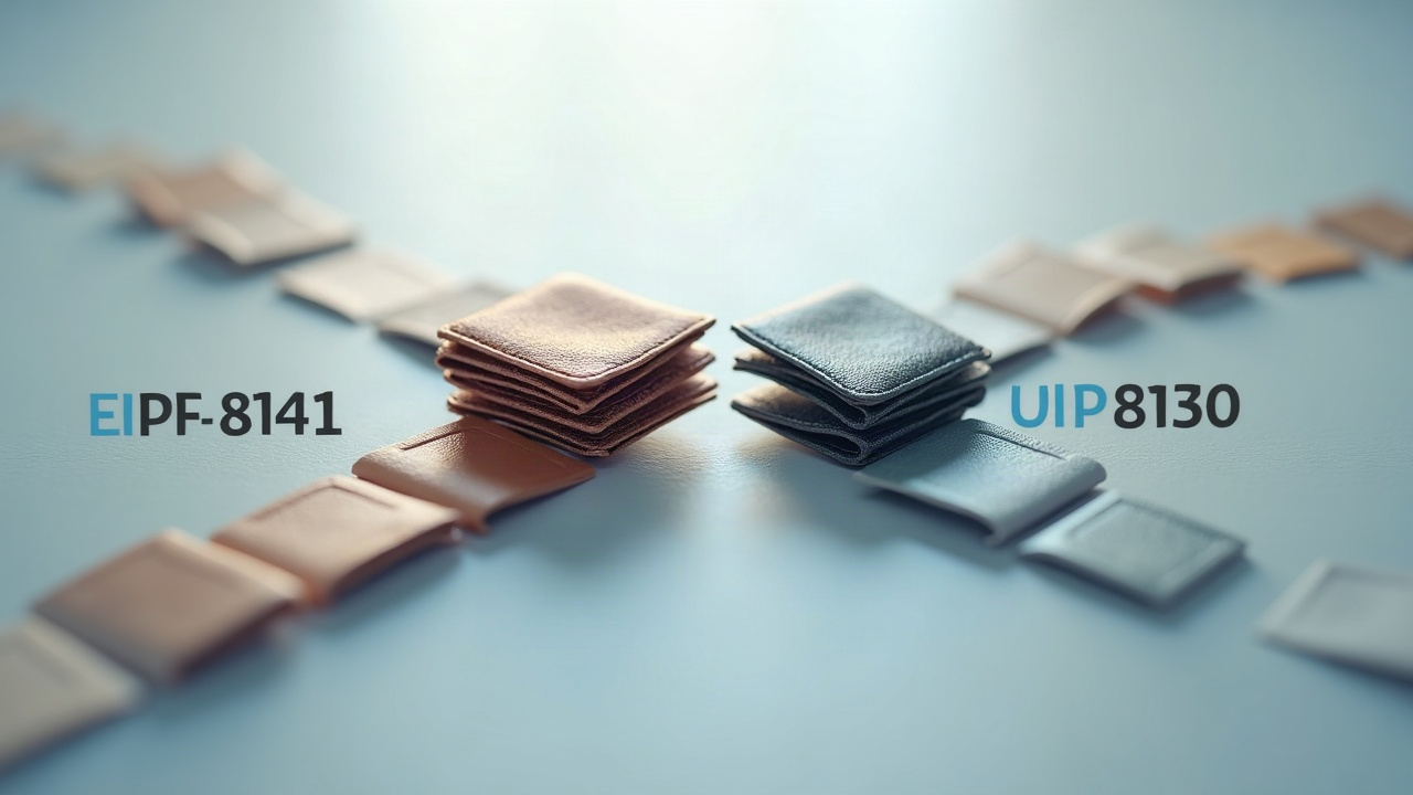 Photorealistic wallet splits into two paths labeled EIP-8141 and EIP-8130, symbolizing fragmented wallet standards.