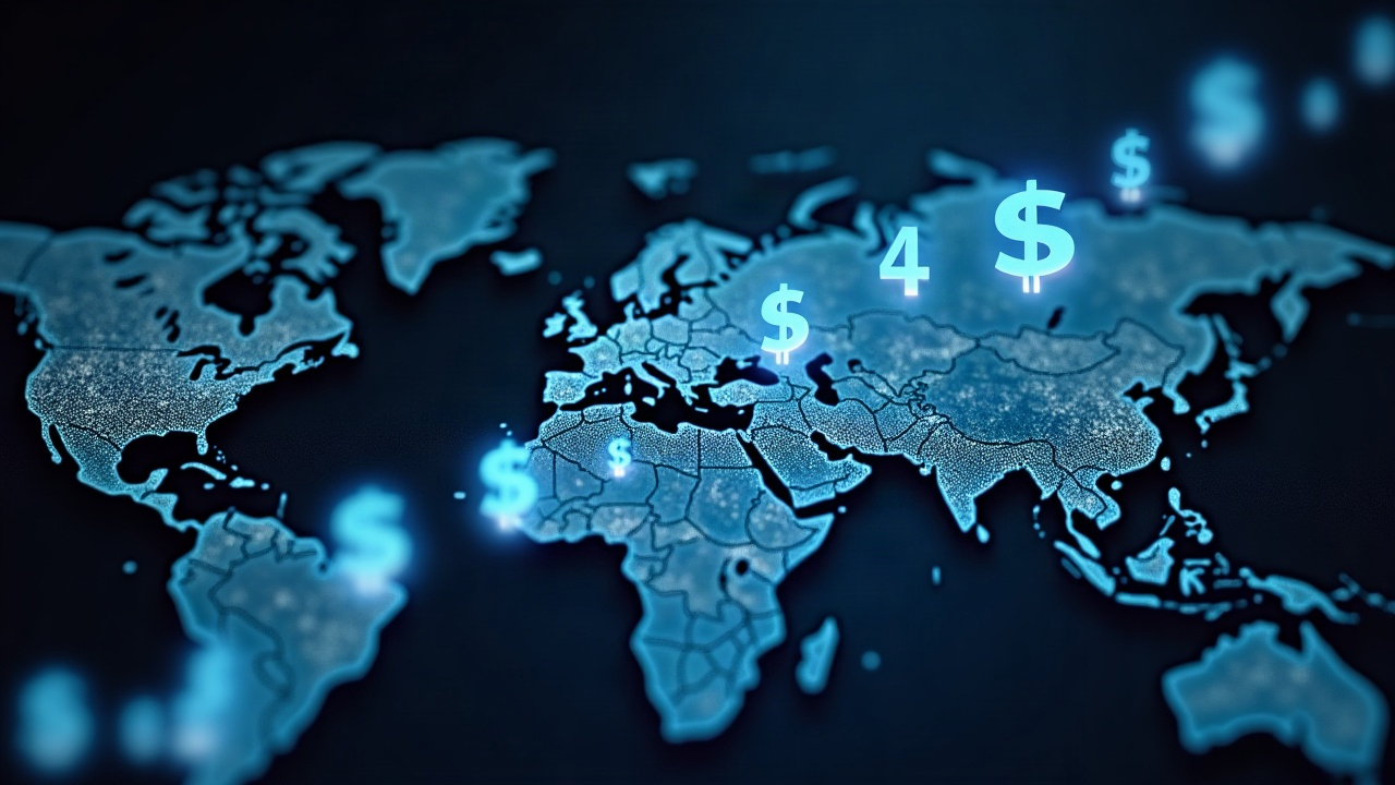 Photorealistic Arc Network map with glowing USDC symbols converging toward a $1B milestone, signaling rapid liquidity growth.