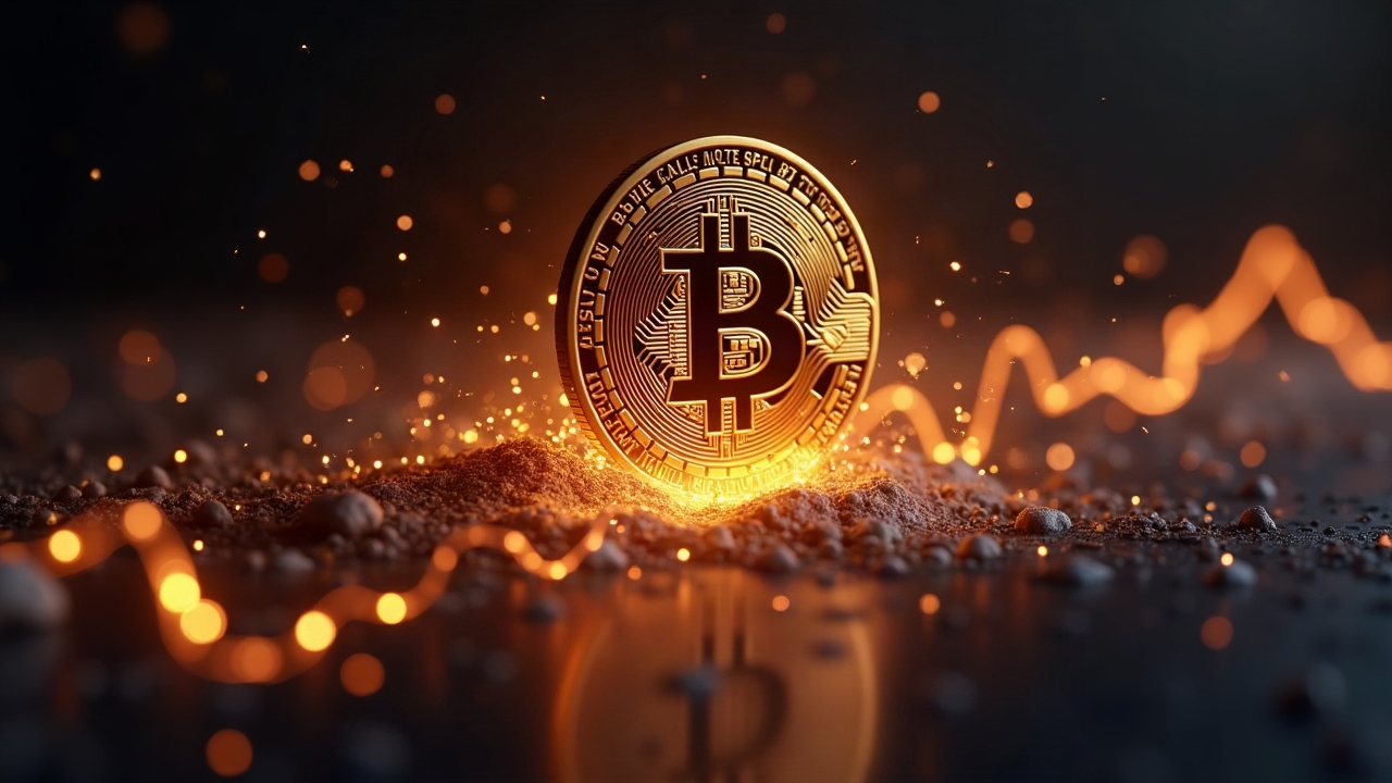 Photorealistic close-up of a glowing BNB token burning into particles with a subtle supply-down graph in soft focus