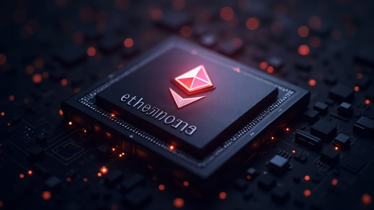 Photoreal Ethereum core with a subtle glow illustrating ePBS and BALs for Glamsterdam on Sepolia