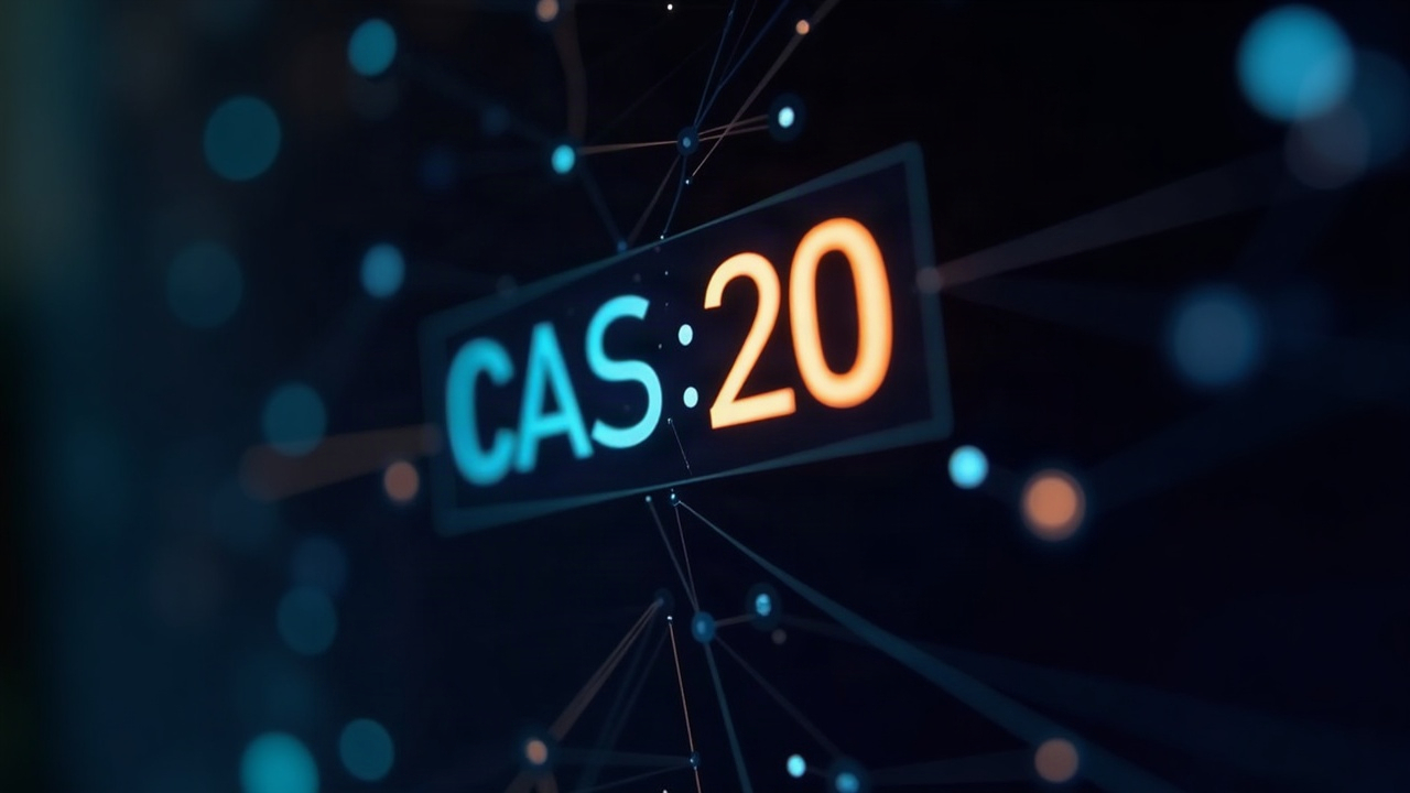 Close-up of a blockchain network on a monitor with glowing millisecond clock and CAS20 icon for Jenner testnet