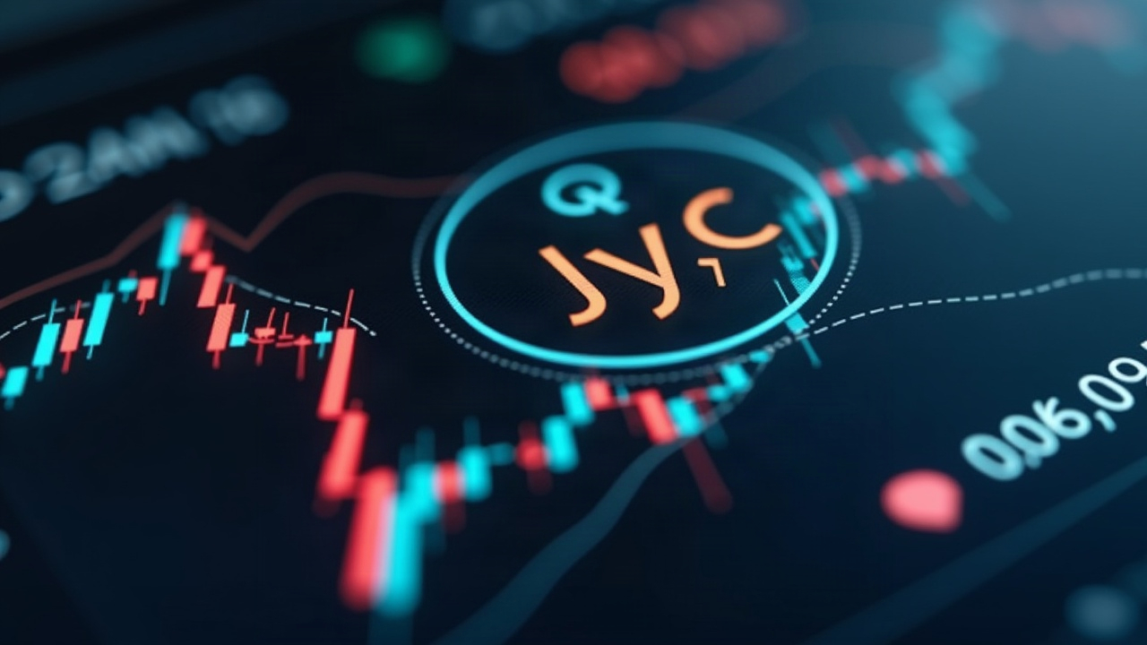 Close-up of JPYC token interface with price below peg, yen symbol, and data chart.