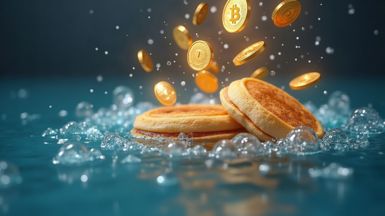 Photorealistic image of one liquidity pool feeding multiple tokens, illustrating Infinity's shared inventory hook.