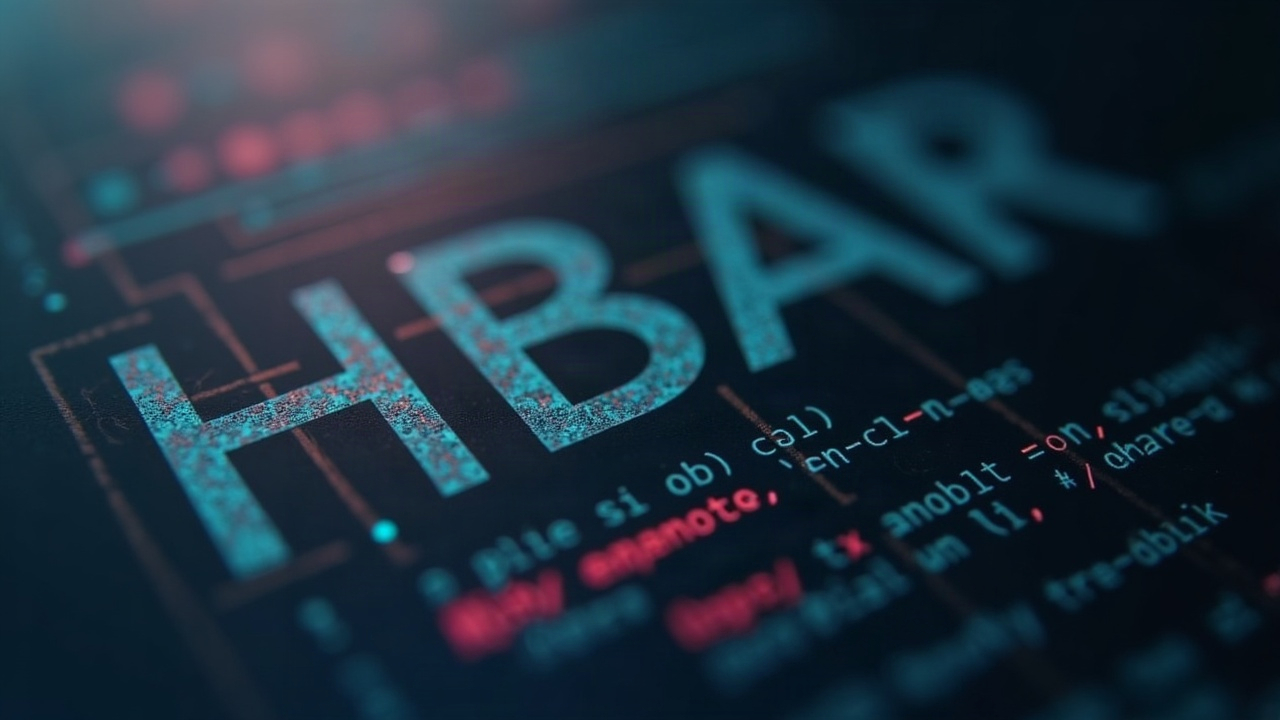 Editorial shot of modular Hedera code blocks forming an HBAR template, with developer tooling and governance focus.