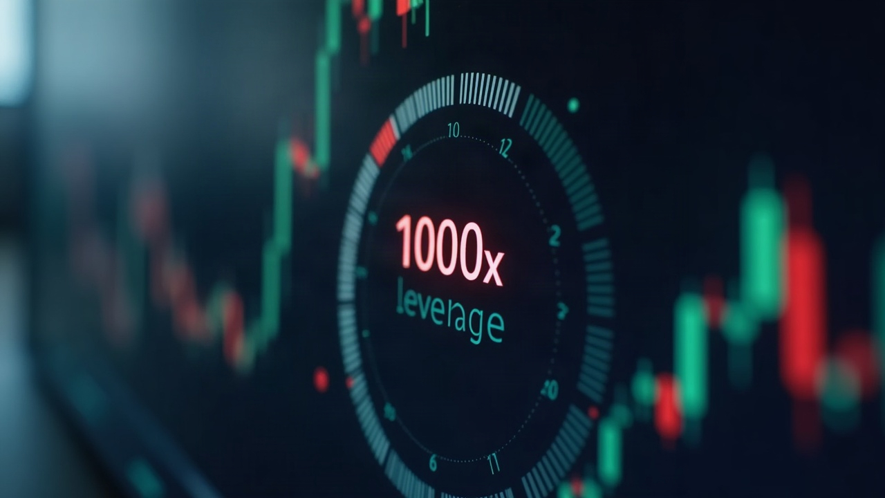 Hyper-realistic Solana trading interface with a bold 1000x leverage gauge