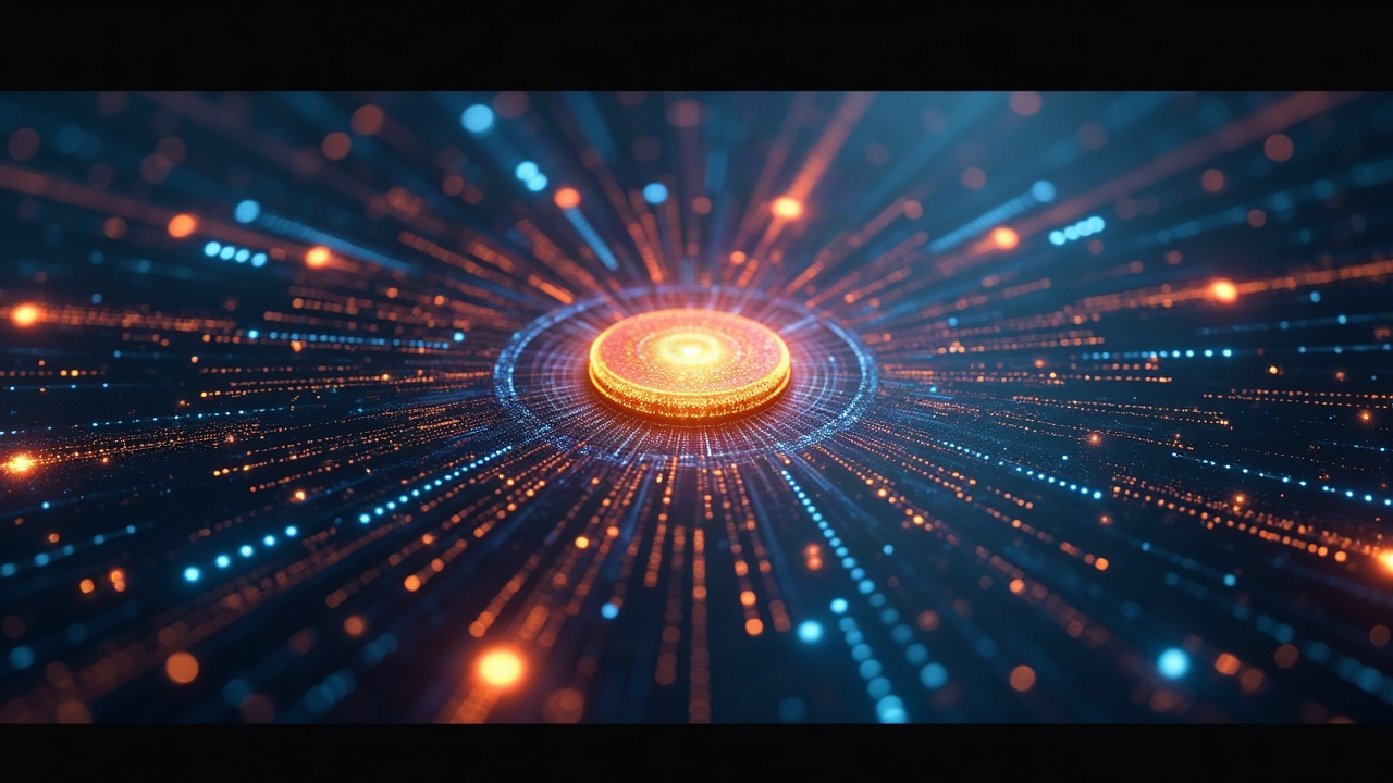 Photorealistic glow: AI agent network linking off-chain tunnels to a blockchain core.