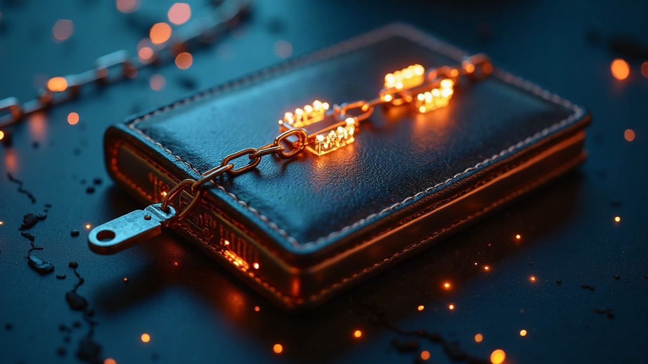 Photorealistic hardware wallet with glowing EVM and Solana links, illustrating cross-chain signing breach and $4M drain.