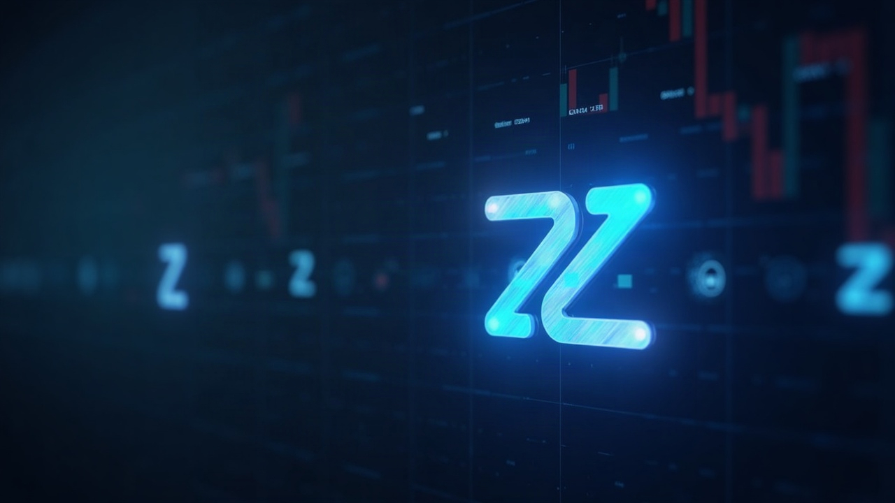Photorealistic Zilliqa logo migrating from legacy chain to Zilliqa EVM, with a secure glow and blurred exchange symbols in the background